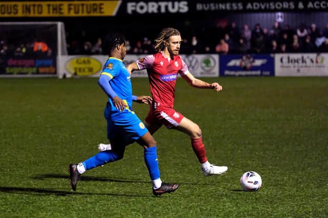 Boro defender Kieran Burton in action during the 2-1 home win against Peterborough Sports