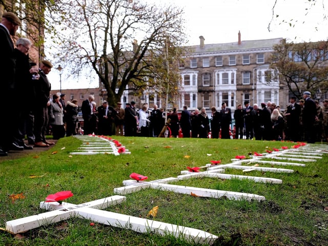 A large number of veterans attended the Planting of the Crosses ceremony at Alma Square, Scarborough