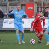 Lewis Dennis, centre, was on target in the last game for the Seasiders against Long Eaton United earlier this season.