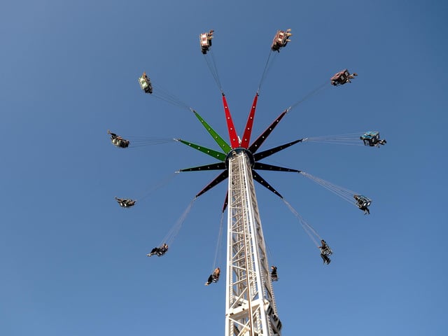 High in the sky.