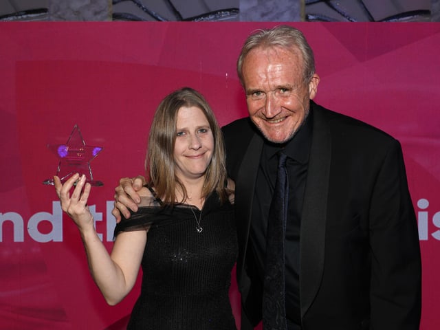 Claire Gothard, who was highly commended for the Support Services award, with Mike Padgham.
