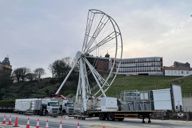 Scarborough's seafront observation wheel is constructed ahead of the summer season. (Photo: Steve Bambridge)