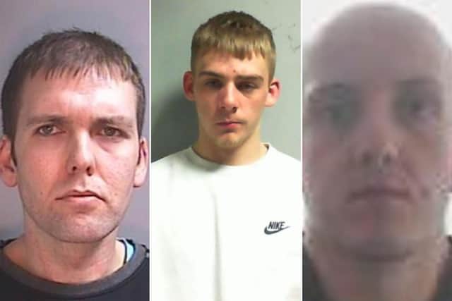 JAILED: from left - Shane Towland, Jordan Paton and Jordan Evans.