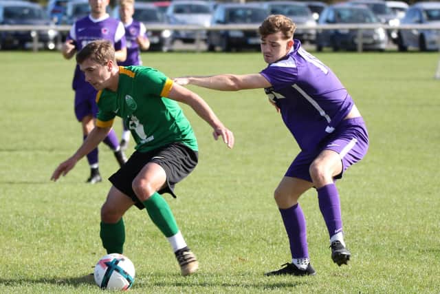 Bridlington Spa, purple shirts, won 6-2 on the road at Sutton United