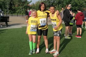Proud mum Emma Choat with Lily and Tyler at the Beverley 10K.