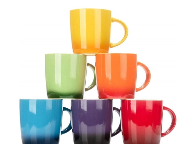 Dawsons Living Multi-Coloured Stoneware Mugs Set, Currently priced at £19.99.
