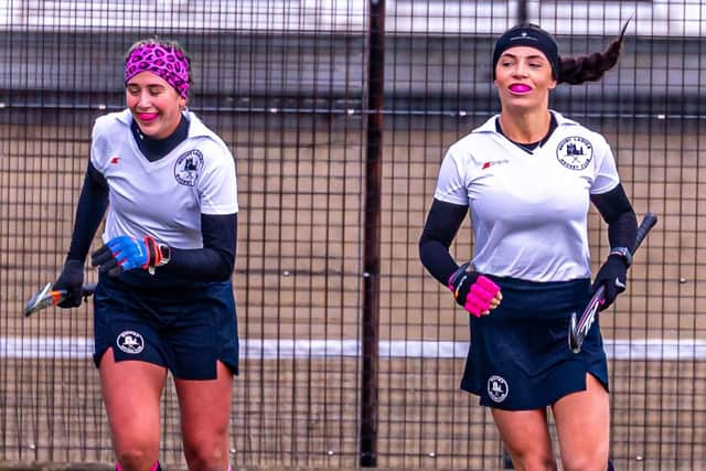 The hosts goalscorer Millie Storr (right) with Dani Russell.