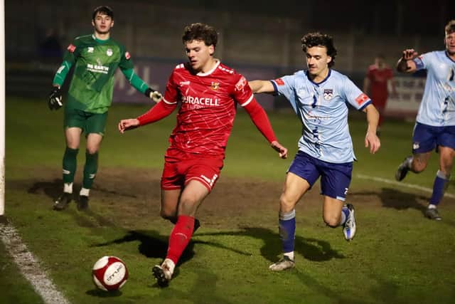 Cam Connelly was on target in the 4-3 win for Bridlington Town Reserves at Great Driffield. Photo by TCF Photography