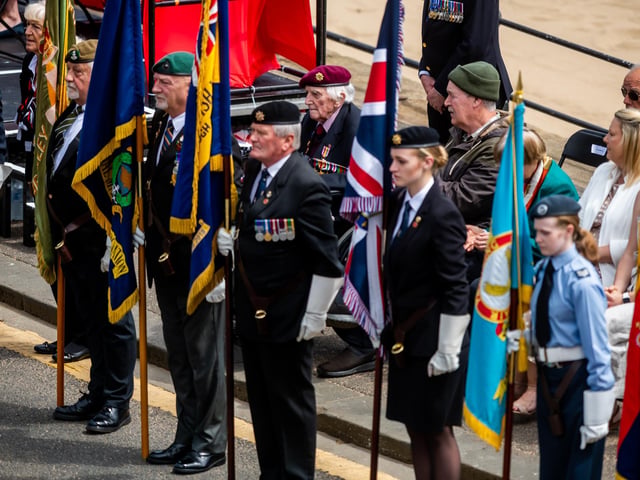 War veteran Raymond Whitwell, aged 105, of Malton, North Yorkshire watching the proceedings in the formal area.