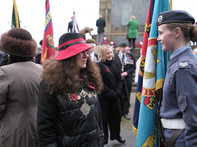 Charter Mayor of Scarborough Janet Jefferson meets the Standard bearers