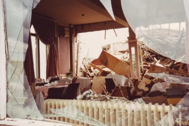 A look inside one of the damaged hotel rooms.