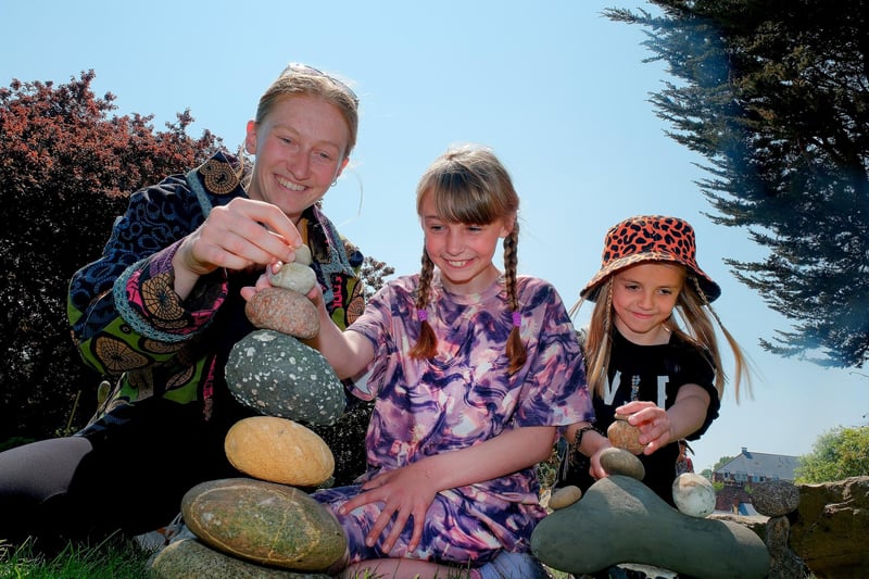 Building stones at Pannett Park - Freya Averley, Autumn Taylor and Raine.
picture: Richard Ponter