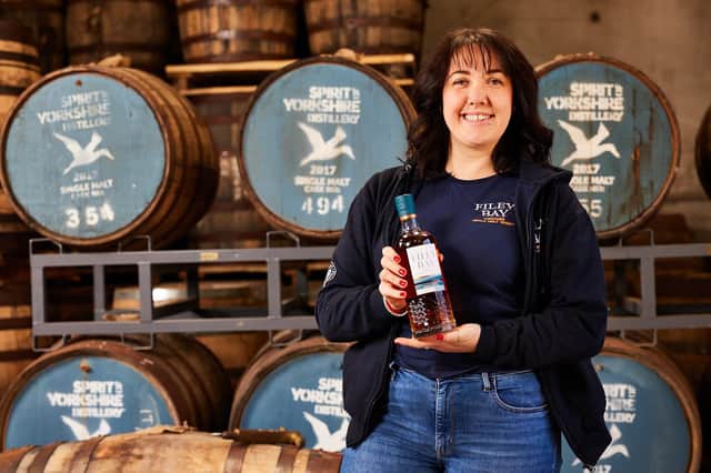 Spirit of Yorkshire Brand Ambassador Amy Teasdale with Filey Bay Double Oak #2 Special Release