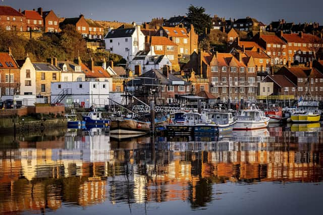 Whitby harbour at sunset