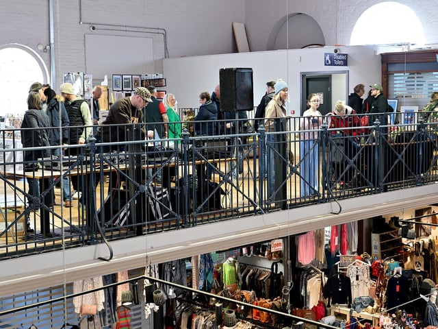 The market was bustling.