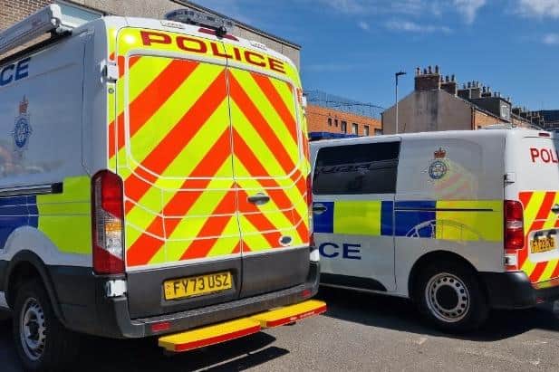 Police cordon on Scarborough's Barwick Street where a sink hole has opened up.