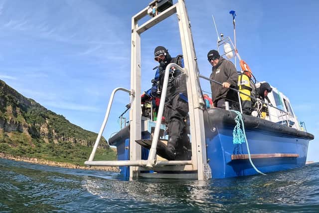 South Bay scuba dive club's Dan Daly and Clive Warrington on Condor.