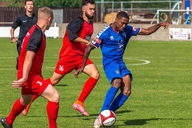 Malik Dijksteel was sent off for Whitby just before half-time at Warrington Town.