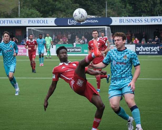 Boro v Southport pic Richard Ponter : Mo Fadera, in action during the win against Southport, put Boro ahead on King's Lynn, although the Seadogs lost 3-1 on Monday. Photo by Richard Ponter