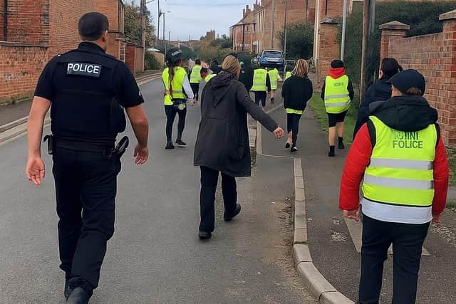 The cadets headed out into North Frodingham to carry out a site survey of local properties.