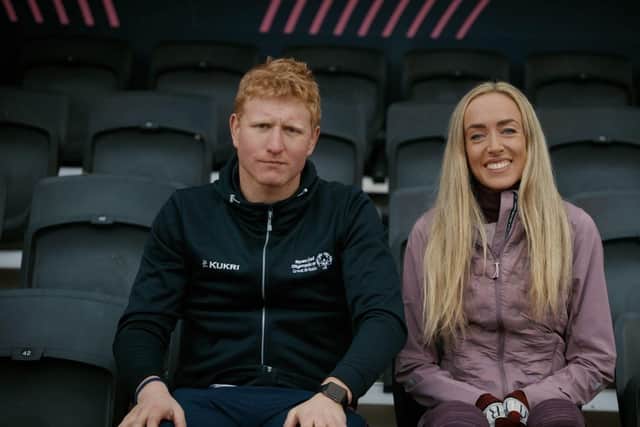 Scarborough Swimming Club's Angus Leckonby meets track star Eilish McColgan ahead of London Marathon.