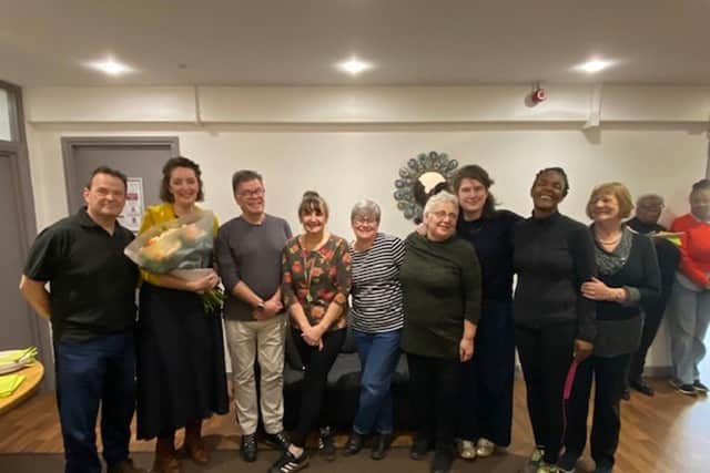 UE Manager Adrian Green (far left) and Enterprise Co-ordinator Pauline Macnamara (far right) with Corinne Lapierre (second from left) and her team