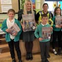 Author Christine Gabbitas with Danby School youngsters.