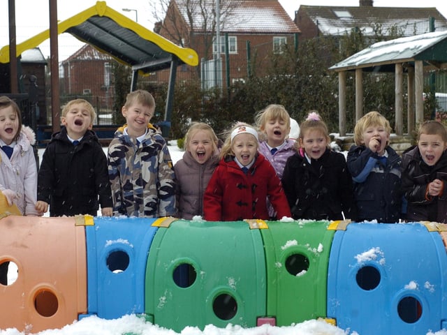 2010. January intake at Stakesby School - L-R: Alyyah Parkin, Aaron Mainwaring, Alfie Lindoe, Jessica Brown, Tallula Kelly, Maddison Weatherill, Danae Marson, Benjamin Hall and Zak Dunn.