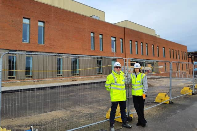 Pictured L-R: Ian Burke, Project Director from IHP is pictured with Joanne Southwell, Capital Project Lead for York and Scarborough Teaching Hospitals NHS Foundation Trust.