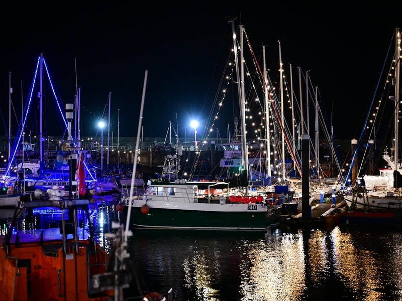 Christmas boats twinkling.