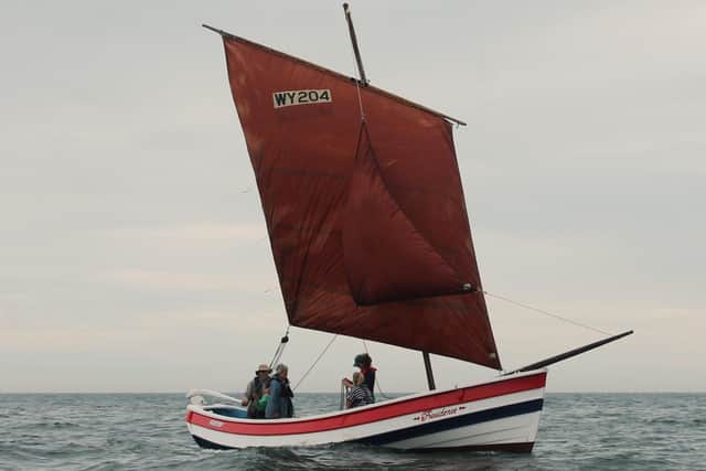 The 1949 Amble-built coble Providence at Bridlington Sailing Coble Festival.