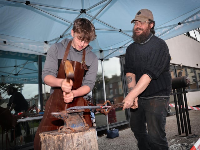 James Skinner with blacksmith Piers Edsell