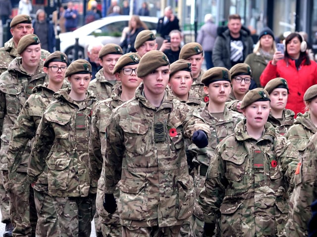 The army cadets during the parade