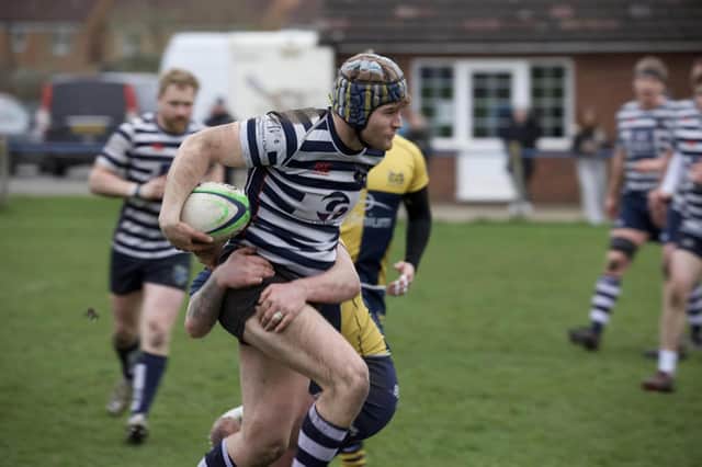 Will Nicholson leads a Pocklington RUFC Panthers attack in their 42-38 success at home to Goole. PHOTO BY BECKY BRETT