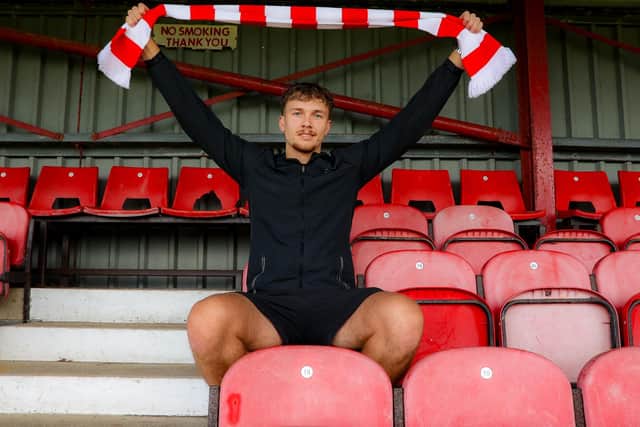 Striker Toby Marriott, who started out with Brid Rovers, has joined Bridlington Town from Thackley. Photo by EC Media