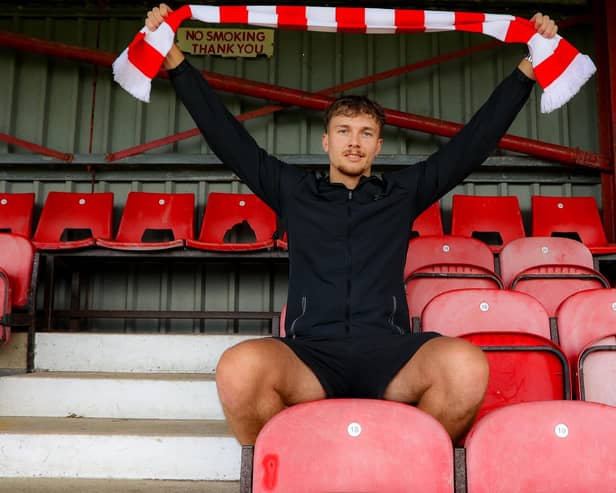 Striker Toby Marriott, who started out with Brid Rovers, has joined Bridlington Town from Thackley. Photo by EC Media