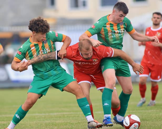 Jake Day gave Bridlington Town the lead at home to Ossett United but the Seasiders ended up losing 3-1. Photo by TCF Photography