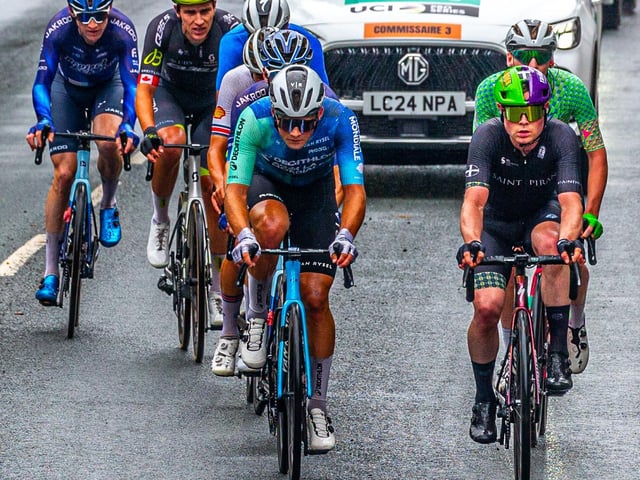 Cyclists competing in stage two of the Lloyds Bank Tour of Britain.
