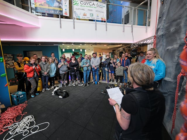 Mel Bonney talks to gathered guests. picture: Richard Ponter