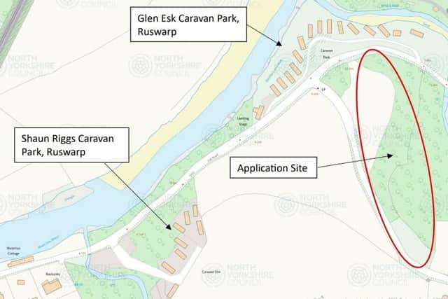 Proposed Ruswarp glamping cabins in relation to other tourism sites.