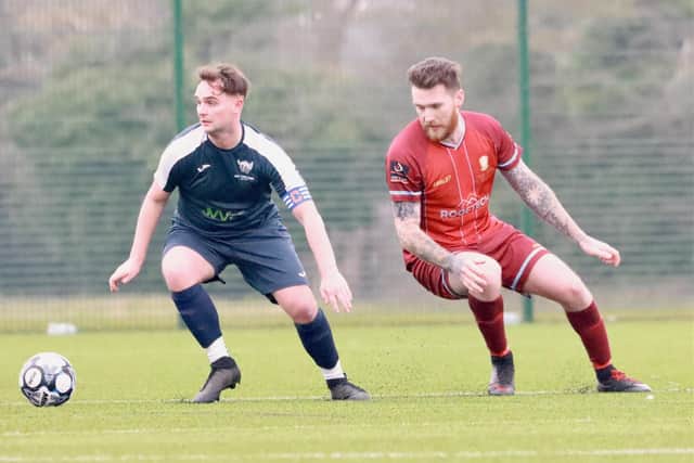 Brid Rovers Pandas, maroon kit, won 3-2 at home to Three Tuns. Photo by TCF Photography