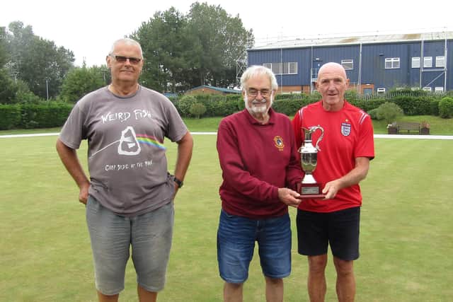 From left, runner-up Chris Dobson, David Muir and winner Tim Purcell at the final Over-60s merit of the summer in 2024 at Hunmanby.
