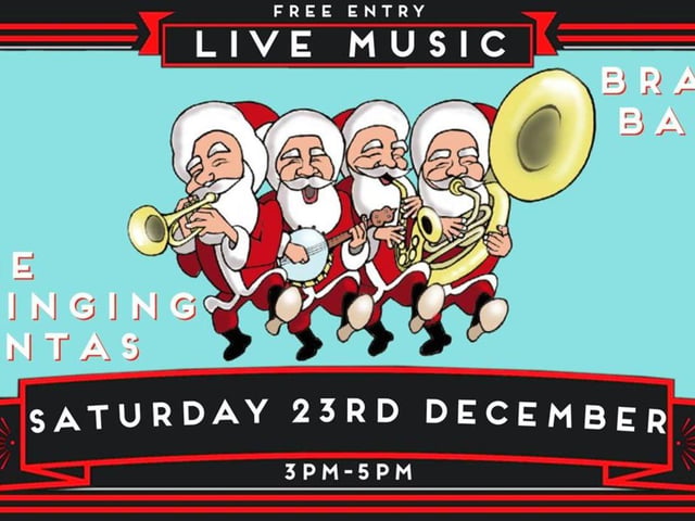 The Swinging Santas Brass Band is performing at Whitby Brewery on December 23.