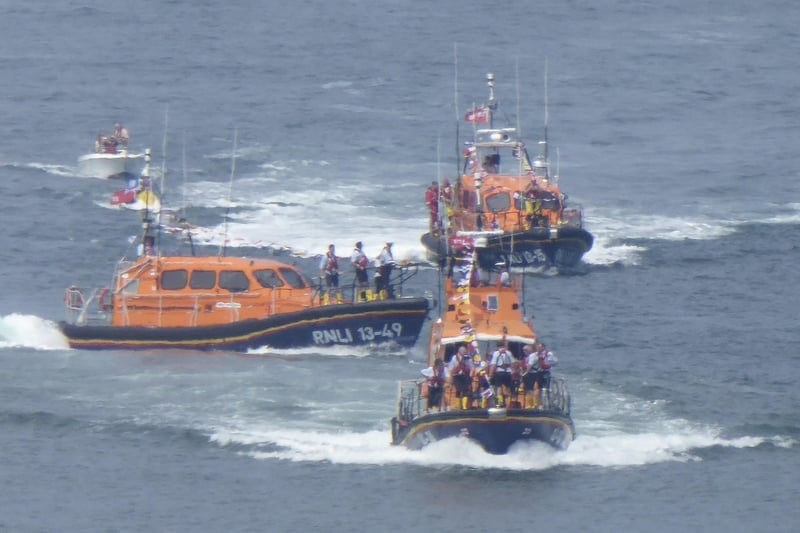 Lois Ivan was welcomed to Whitby by a flotilla of RNLI vessels.
picture: Graham Templeton.