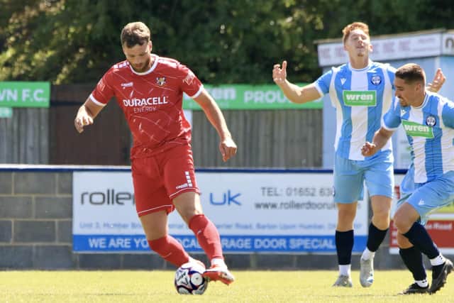 Tom Allan scored the second goal in Bridlington Town's 2-0 win at Bishop Auckland. Photo by Alexander Fynn