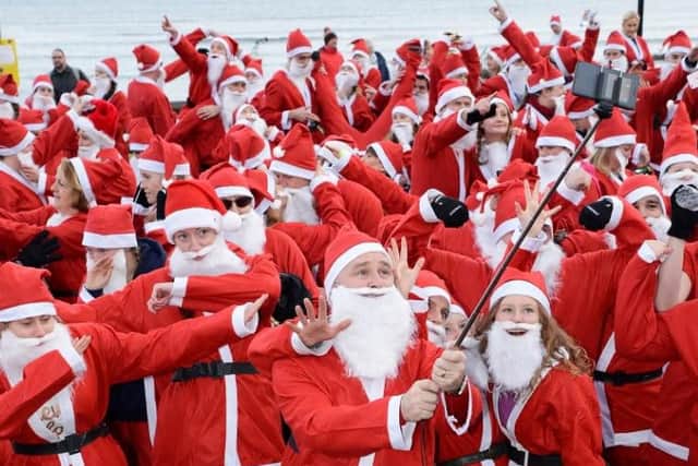 Taking a Santa selfie