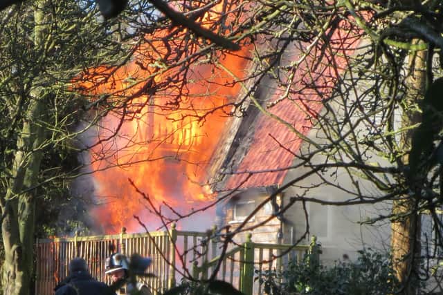 The burning building in Snainton