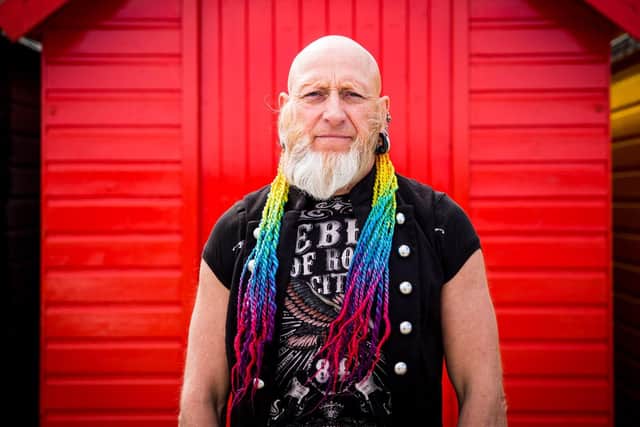Frank Staples, 65, from Nottingham in Whitby for the first day of Goth Weekend.  Friday 21 April 2017. w171605d
 Picture: Ceri Oakes