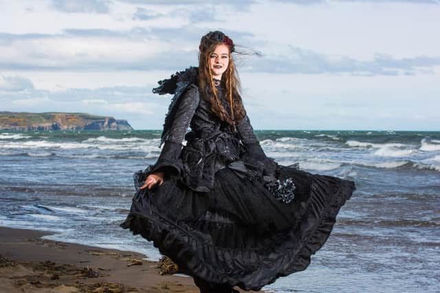 Lottie Thompson, 13, from Scunthorpe is a regular visitor to Whitby Goth Weekend.  Friday 21 April 2017. w171605h
 Picture: Ceri Oakes