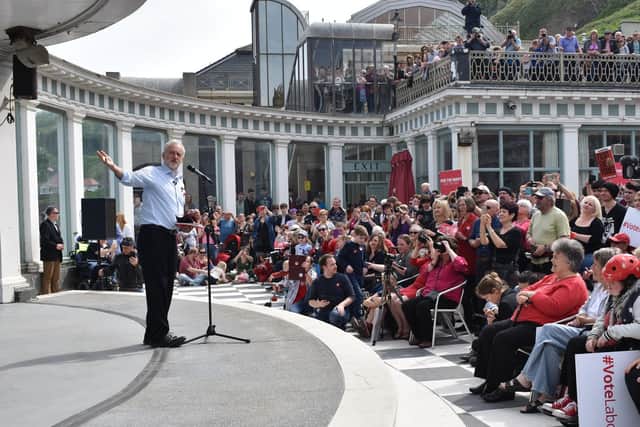 Jeremy Corbyn on stage at The Scarborough Spa